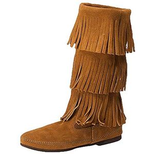 Minnetonka 3-Layer Fringe Women's Half Shaft Moccasin Boots, Brown 2