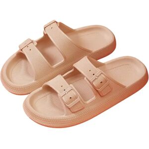 Satana Slippers / Tøfler M/spænde - Bløde & Skridsikre I Flere Flotte Farver (Kendt Som Happy Flops) (Farve & Størrelse: Beige 40/41)