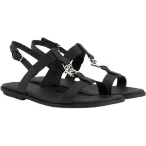 Tommy Hilfiger LEATHER MONOGRAM FLAT SANDALS FW0FW07068 BLACK 37