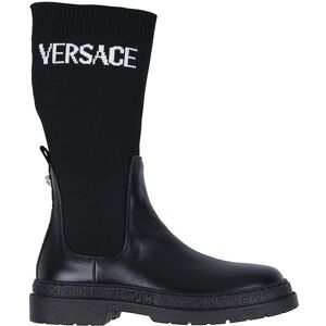 Versace Støvler - Boot Calf - Black/white/palladium - Versace - 36 - Støvler