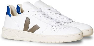 Veja V-10 Leather Sneaker Extra White/Kaki Indigo men 40 Hvid