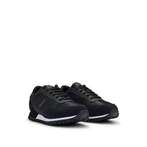 Boss Mixed-material lace-up trainers with raised logo