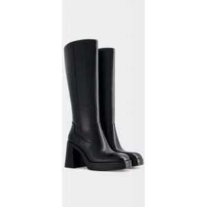 Bershka Bottes Talon Large Plateforme Femme 35 Noir - Publicité