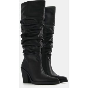 Bershka Bottes Talon Cowboy Slouchy Femme 41 Noir - Publicité