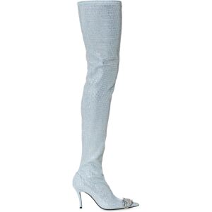 Diesel - D-Venus Tbt Boots - Cuissardes en denim à strass - Bottes - Femme - Bleu 37 - Publicité