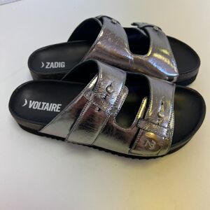 Sandales mules Zadig&Voltaire Alpha Vintage Metal argent - T38 Argenté 38 - Publicité