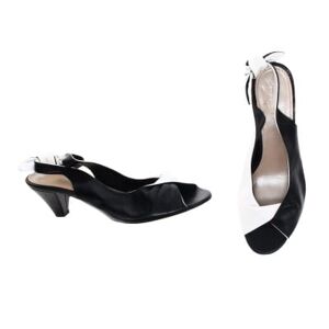 Sandales à talons 6cm noires et blanches - femme - Heyraud -36 Noir 36 - Publicité