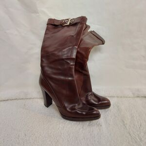 Moscow 90 Whiskey leather booties - Yves Saint Laurent Marron 36 - Publicité