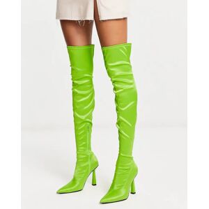 ASOS DESIGN - Krista - Bottes souples Ã  talon en satin - Vert Vert 35 female - Publicité