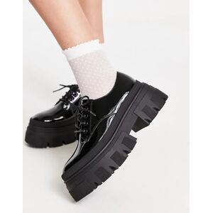 ASOS DESIGN - Magda - Chaussures plates chunky Ã  lacets - Noir verni Noir 36 female - Publicité