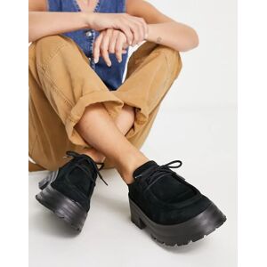 ASOS DESIGN - Mitch - Chaussures plates en daim Ã  lacets et semelle chunky - Noir Noir 37 female - Publicité