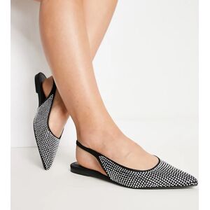 ASOS DESIGN Wide Fit - Lala - Chaussures plates ornÃ©es de strass Ã  bout pointu et bride arriÃ¨re - Noir/argentÃ© Noir 35 female - Publicité