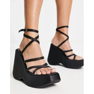 - Sandales satinÃ©es chunky Ã  brides - Noir Noir 41 female