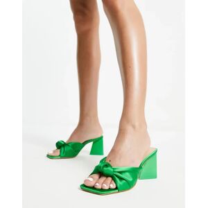 Steve Madden - Mylah - Mules Ã  talon nouÃ©es sur le devant en satin - Vert Vert 38 female - Publicité