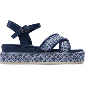 Sandales Tommy Hilfiger Logo Oll Over Platform Sandal T3A2-33256-0325 M Denim/Blue A593 - Publicité