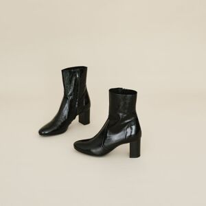 Jonak Bottines à talons en cuir vieilli noir Jonak 36,37,38,39,40,41 femme