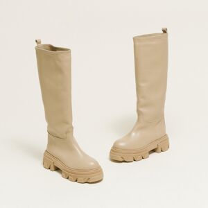 Jonak Bottes à semelles crantées en cuir grainé beige Jonak 36,37,38,39,40,41 femme