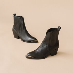 Jonak Bottines à talons et fronces en cuir noir Jonak 36,41 femme