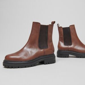 Jonak Bottines à semelles crantées et élastiqu... en cuir cognac Jonak 41 femme