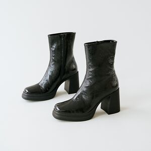 Jonak Boots à bouts carrés et plateformes en vernis plissé noir Jonak 36,37,38,39,40,41 femme