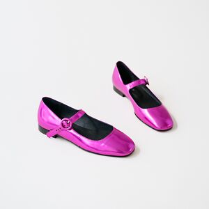 Jonak Ballerines à bouts carrés en cuir metallisé fushia Jonak 36,37,38,39,40,41 femme