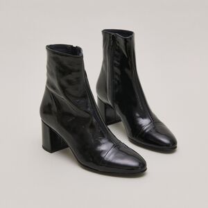 Jonak Bottines à talons en vernis plissé noir Jonak 36,37,38,39,40,41 femme