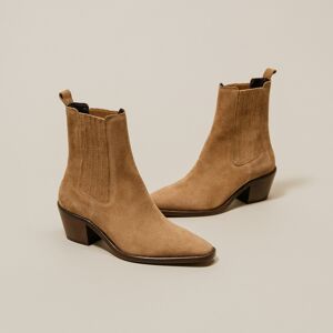 Jonak Bottines à talons et fronces en croute taupe Jonak 36,38,40,41 femme