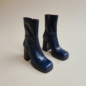 Jonak Boots à talons et bouts carrés en cuir vieilli bleu Jonak 36,37,38,39,41 femme
