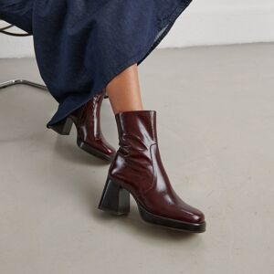 Jonak Bottines à plateformes en cuir brillant marron foncé Jonak 36,37,38,39,40,41 femme