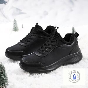 Chaussures de sport décontractées noires pour hommes, chaussures d automne et d hiver en cuir imperméables et en velours pour femmes, ne sont pas fatiguées et à semelles souples. Publicité