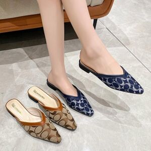 Umsif Mules plates à talons bas pour femme - Chaussures d été à enfiler - Bout pointu - Mules pour femme d affaires décontractée - Mocassins dos nu à talons épais - Publicité