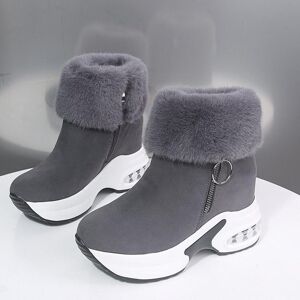 Femmes bottine chaude en peluche chaussures d hiver pour femme bottes talons hauts dames botte femmes bottes de neige chaussures d hiver hauteur augmentant - Publicité