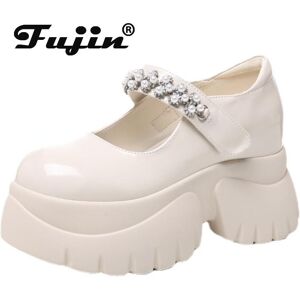 Fujin Koznoy 9cm Ethnic Microfiber Leather Mary Jane High Heels Women Platform Wedge Flats Shoes Bling Autumn Hook Summer Round Spring - Publicité