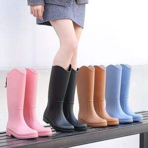 Bottes de pluie hautes pour femmes, bottes en caoutchouc à enfiler en PVC pour femmes, chaussures imperméables, antidérapantes, résistantes à l usure - Publicité