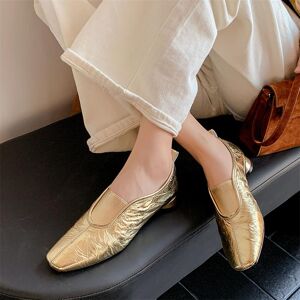 Meotina femmes en cuir véritable chaussures plates bout carré en peau de mouton Design concis dames chaussures de loisir à la mode printemps automne noir argent - Publicité