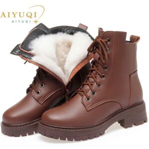 AIYUQI Chaussures d hiver bottes femmes grande taille bottes de neige antidérapantes pour femmes en cuir véritable bottines chaudes pour femmes - Publicité