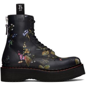 R13 Bottes lacées noires à motif fleuri et à plateforme - IT 35 - Publicité