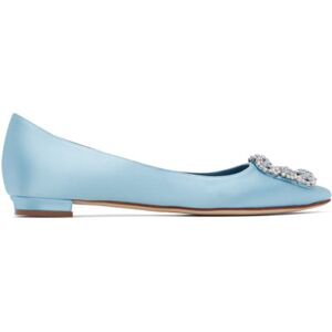 Manolo Blahnik Ballerines Hangisiflat bleues - IT 37 - Publicité