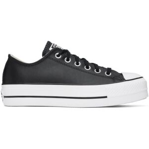 Converse Baskets Chuck Taylor All Star noires en cuir à plateforme - US 6.5 - Publicité