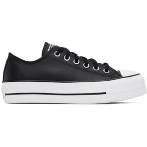 Converse Baskets basses Chuck Taylor All Star noires en cuir à plateforme - US 5.5 - Publicité