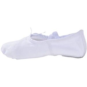 YiyiLai Chausson Danse Unisexe Toile Chaussures de Ballet pour Yoga Gymnastique Doux Blanc 32EU Pied 19.5cm - Publicité