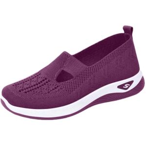 Generic Botte Pluie fourrée Femme Été Baskets à Enfiler pour Femmes Chaussures tissées orthopédiques Souples et Respirantes Chaussures Marche en Mousse pour diabétique Mains Libres à Enfiler V-667 Purple 39 - Publicité