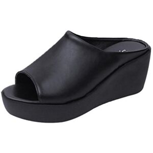 Sandales GongzhuMM ❉Sandales Compensées Femmes Tongs Chaussures Compensées Chaussures De Plage Mules Chausson Pantoufles été Mode Loisirs Poisson Bouche Sandales Pantoufles De Fond épais GongzhuMM (CN36, Sexy Noir) - Publicité