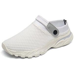 SMajong Sabots Femmes Hommes Mules Ouvertes Respirantes Chaussures de Jardin Été Pantoufles Sandales de Plage Blanc Taille:44 EU - Publicité