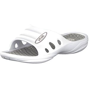 Brandsseller Chaussures Femme   Chaussures de plage et piscine   Chaussures pour la douche   Chaussons  Sandales d'été   Intérieur et Extérieur   Blanc/Gris Clair   38 EU - Publicité