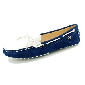 MINITOO Femme Bloc de Couleur Suede Loafers Mocassins Chaussures Plates Bleu/Blanc EU 35 - Publicité