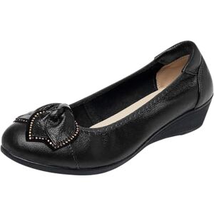 JUANMAO Loafers Femme Compensees, Loafers Femme Basses Chaussures Nœud Papillon Ballerines Femme Chic Et Elegant Chaussures Plates Confortables Ballerines Femme Bout Rond Loafers Femme Cuir - Publicité