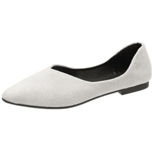 seiveini Ballerines Plates pour Femme Ballet Flats Chaussures a Enfiler Bout Pointu Chaussures Plates Slip on Mocassin Ballerine Plate Femme en Daim Chaussures À Enfiler Vintage B Blanc 36 EU - Publicité