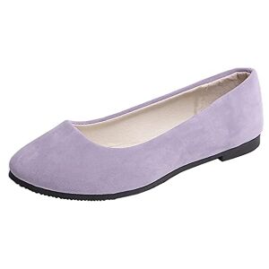 Aoklidil Ballerines pour femme Chaussures plates tendance pour femme Chaussures simples décontractées Couleur unie Rondes Confortables Chaussures plates décontractées, A2 violet, 36 EU - Publicité