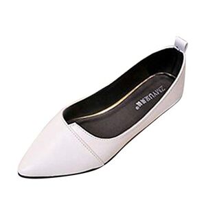 Elecenty Elecently Femme Chaussures Plates Femme Dames Solides Bout Pointu Talon Plat Mocassins Occasionnels Chaussures Simples Sandales - Publicité